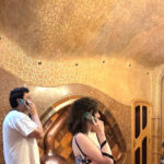 Two people using audio guide